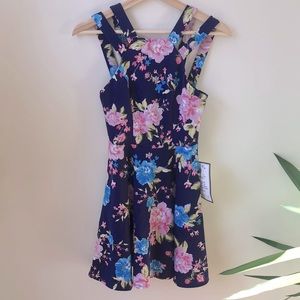 B Darlin Juniors Dress - Purple, pink, blue flowers